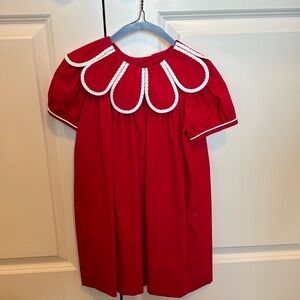 Scalloped Collar Red Dress